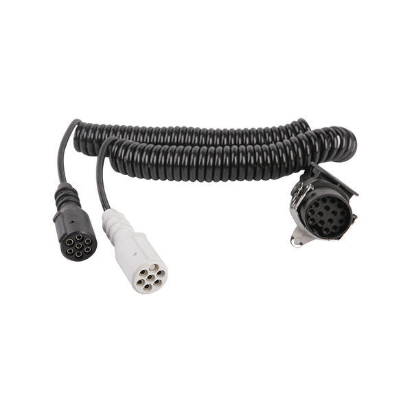7-polige PU-Spiralspule, einer ist ein 15-poliger Stecker, die anderen beiden sind 24-V-Kunststoffstecker, Kabellänge 1 m, 2 m, 3 m. JH047-G