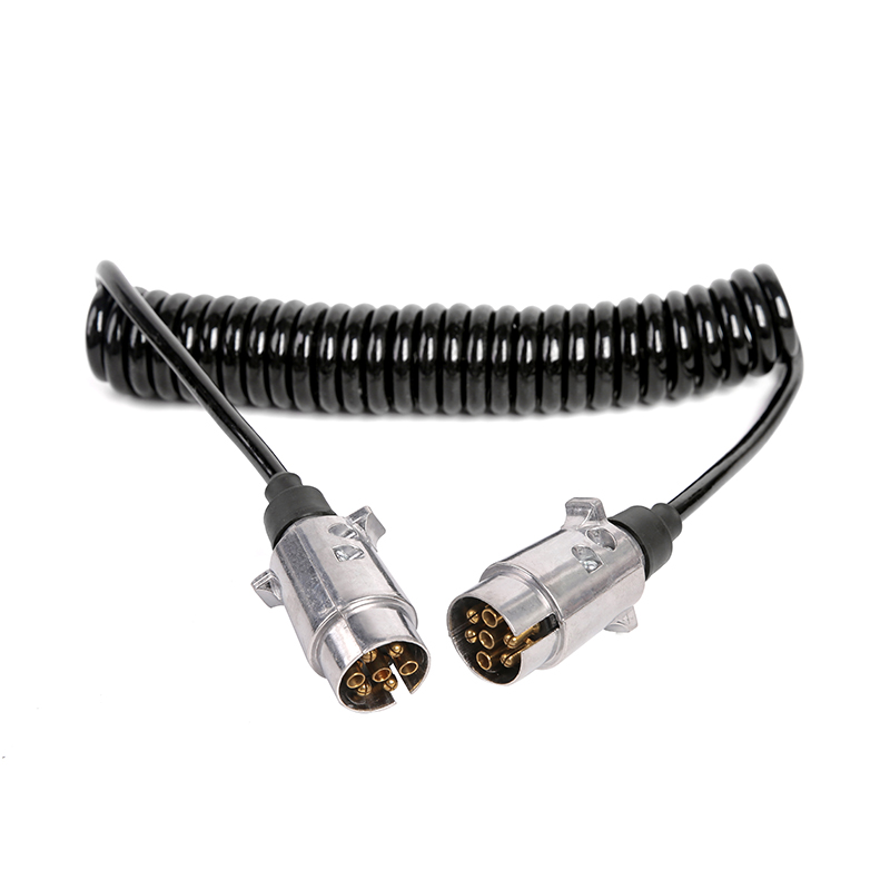 7-polige schwarze PU-Spiralspule, 2 Stecker JH01 5, Kabellänge 1 m, 2 m, 3 m..... JH020-A